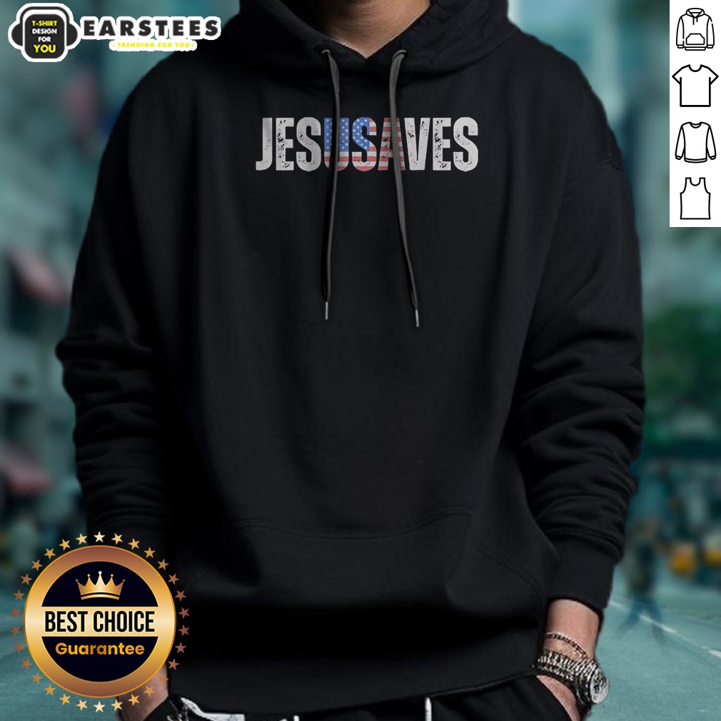 Top Jesusaves Patriotic Christian Pun Bold Text Shirt - Image 2