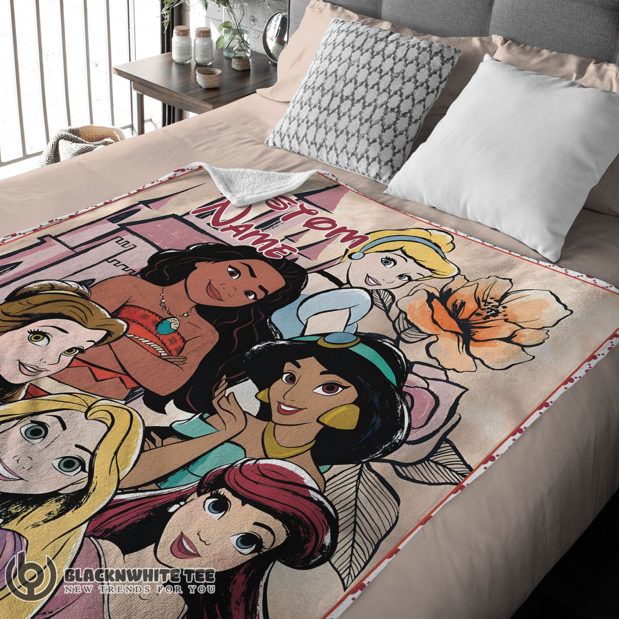 Awesome Cute Disney Cartoon Princess Characters Blanket Fleece Customized Blanket - Image 2