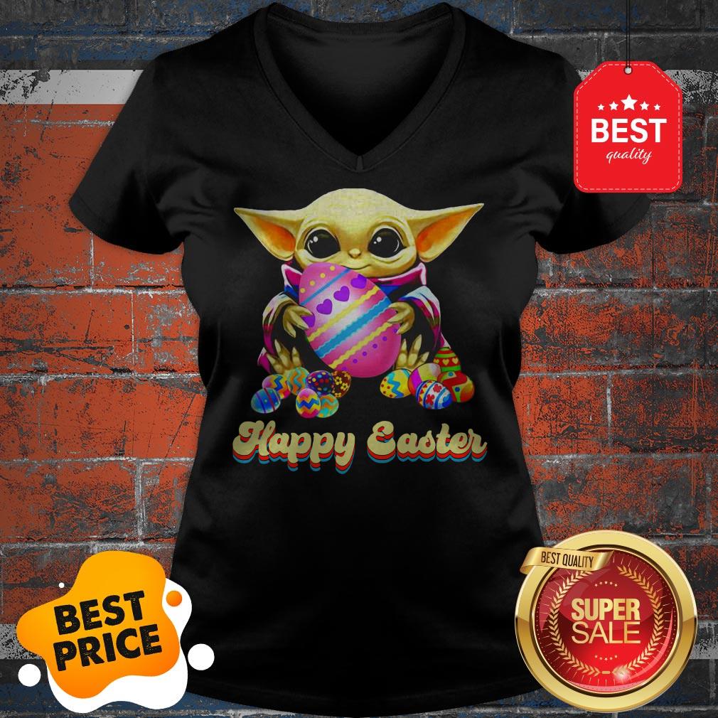 Lovely Happy Easter Baby Yoda Hug Easter Egg Shirt - Image 2