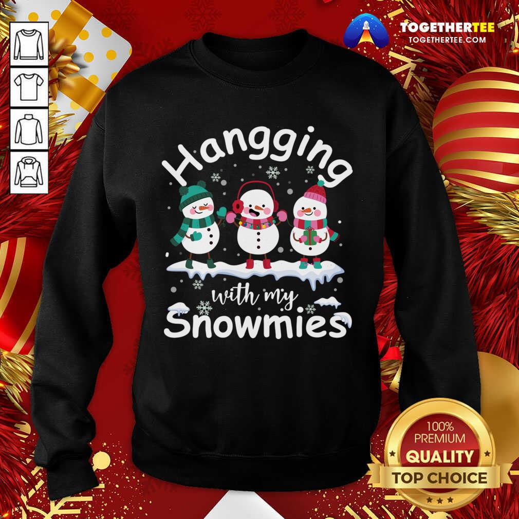 Top Hanging With My Snowmies Merry Christmas Snowman Xmas Gifts T-Shirt - Image 4