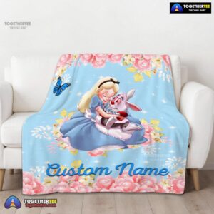 Alternative view of Official Disney Alice & The White Rabbit Alice In Wonderland Blanket Fleece Customized Blanket