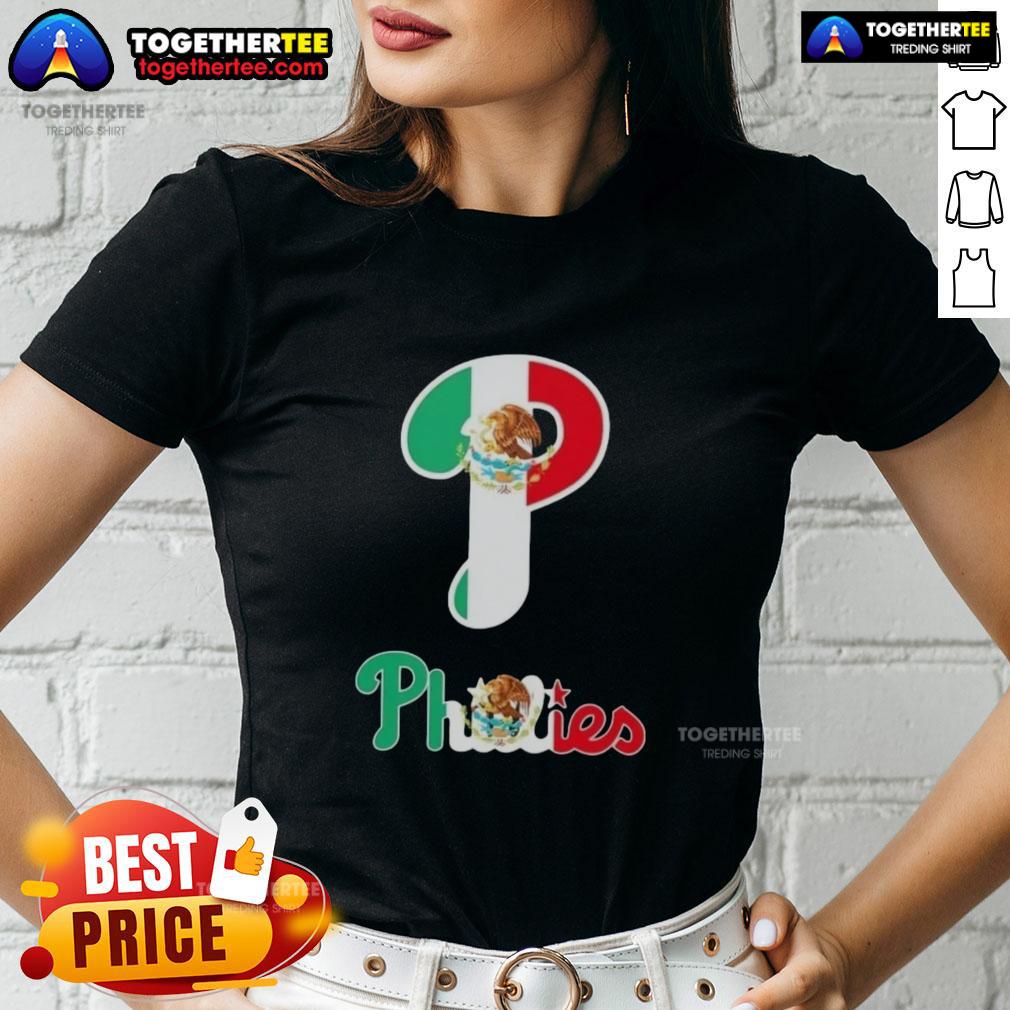 Good Philadelphia Phillies Baseball X Mexican Flag T-Shirt - Image 3