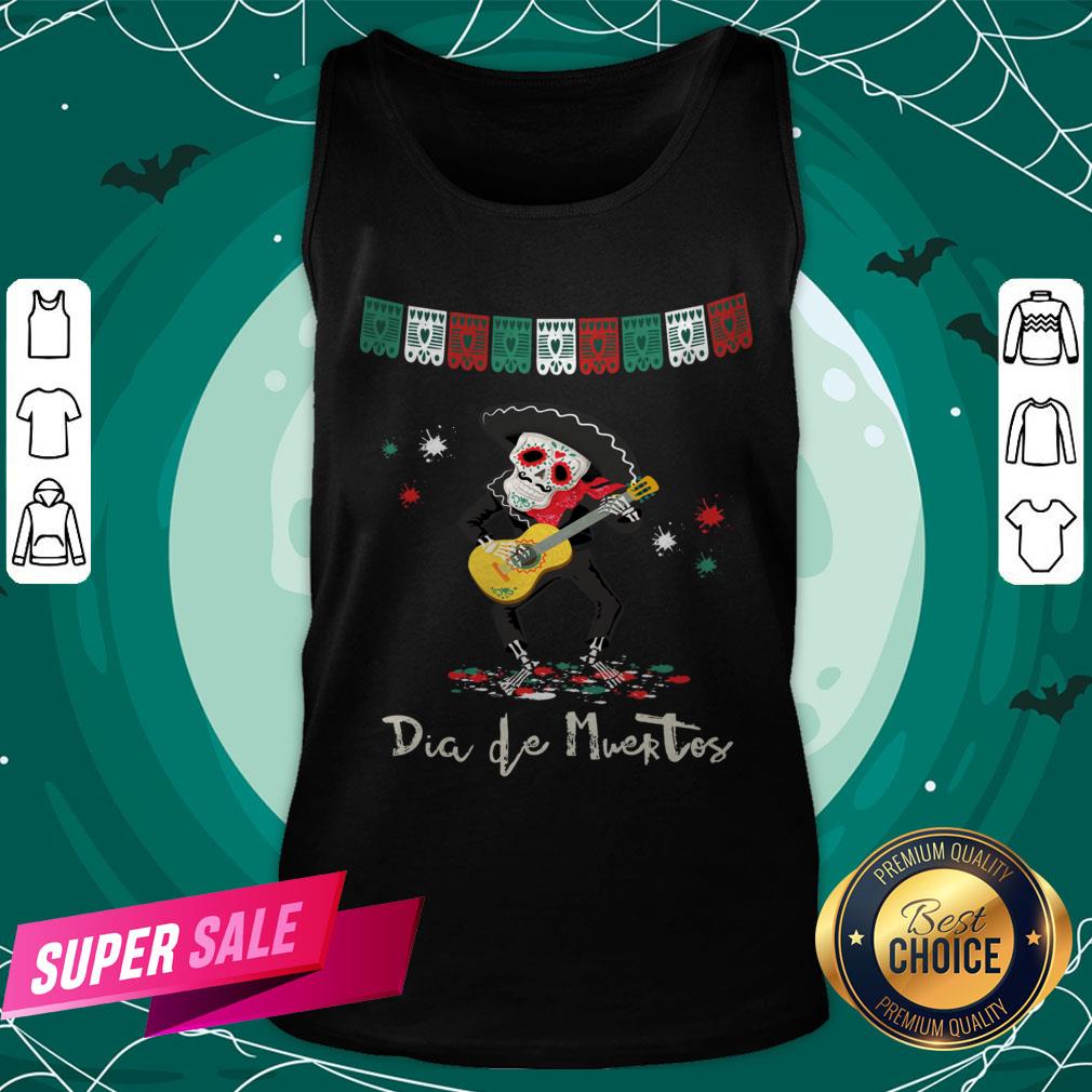 Dia De Muertos Day Of The Dead Mariachi Guitar Player Skeleton Shirt - Image 3