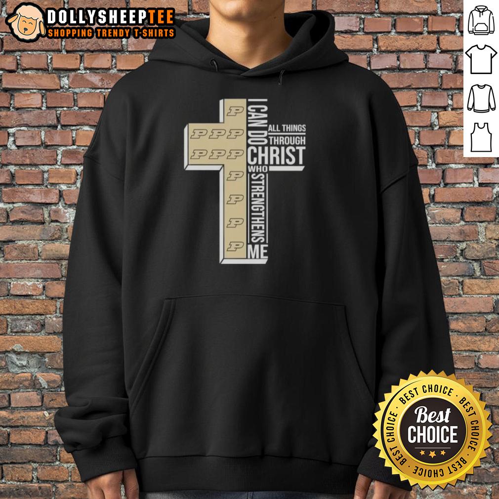 Good I Can Do All Things Through Christ Who Strengthens Me Purdue Boilermakers Football Cross T-Shirt - Image 2