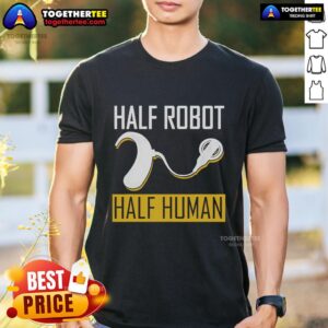 Original Half Robot Half Human Cochlear Implant Awareness T-Shirt