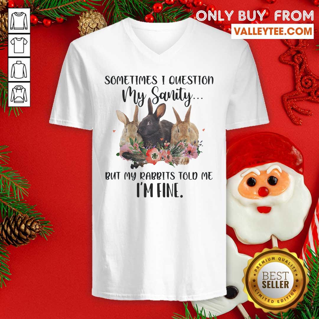 Hot Sometimes I Question My Sanity But My Rabbits Told Me I'm Fine Rabbit Funny Shirt - Image 4