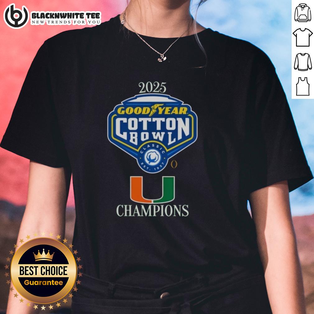 Good Miami Hurricanes 2025 Goodyear Cotton Bowl Logo T-Shirt - Image 3