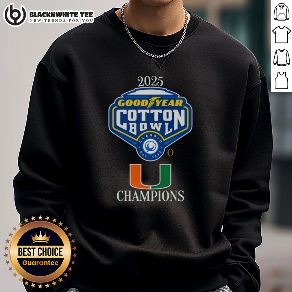 Good Miami Hurricanes 2025 Goodyear Cotton Bowl Logo T-Shirt - Image 5