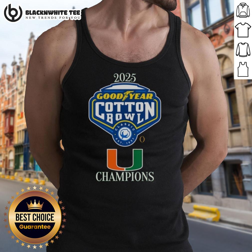 Good Miami Hurricanes 2025 Goodyear Cotton Bowl Logo T-Shirt - Image 4