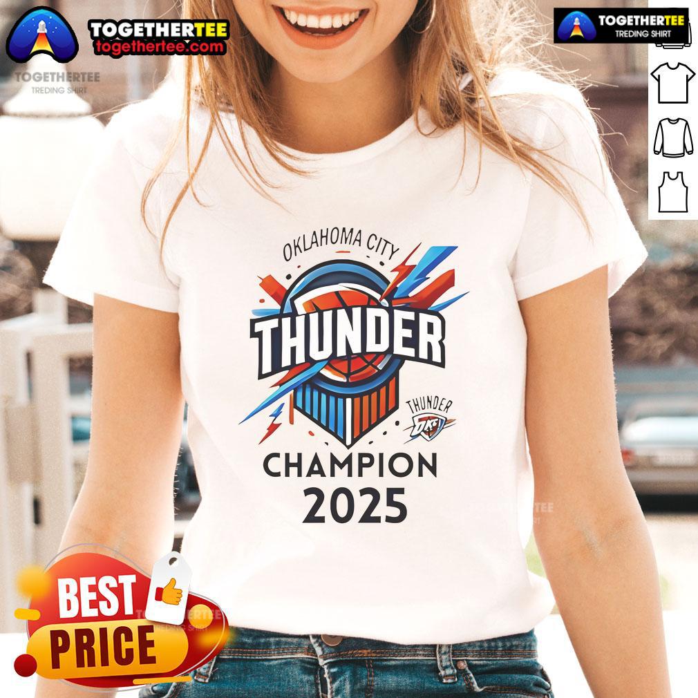 Official OKC Thunder Basketball World Champs 2025 Logo T-Shirt - Image 3