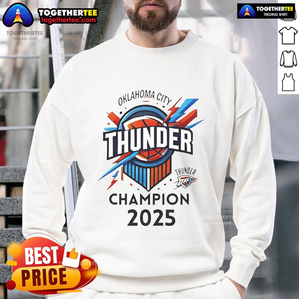 Official OKC Thunder Basketball World Champs 2025 Logo T-Shirt - Image 5
