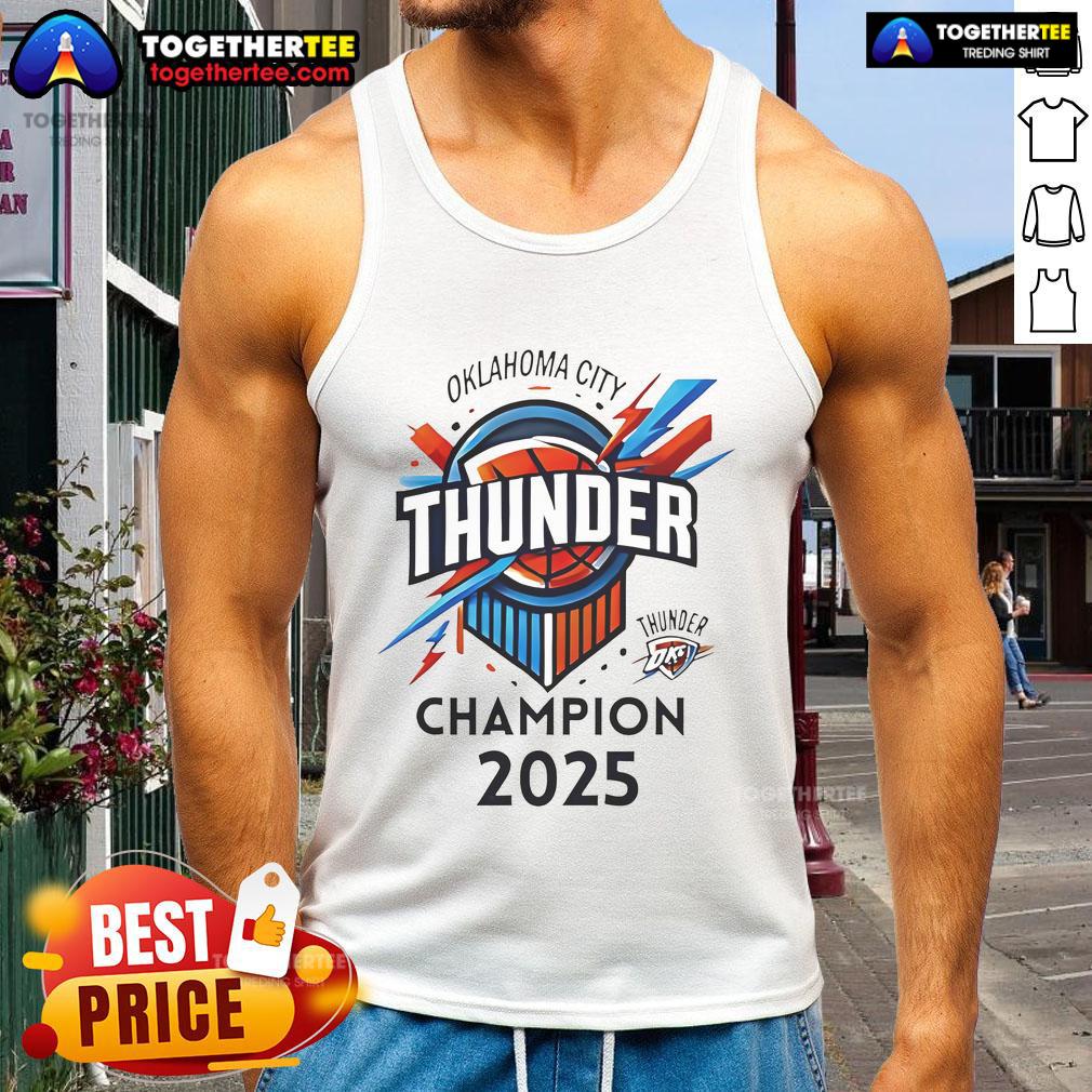Official OKC Thunder Basketball World Champs 2025 Logo T-Shirt - Image 4