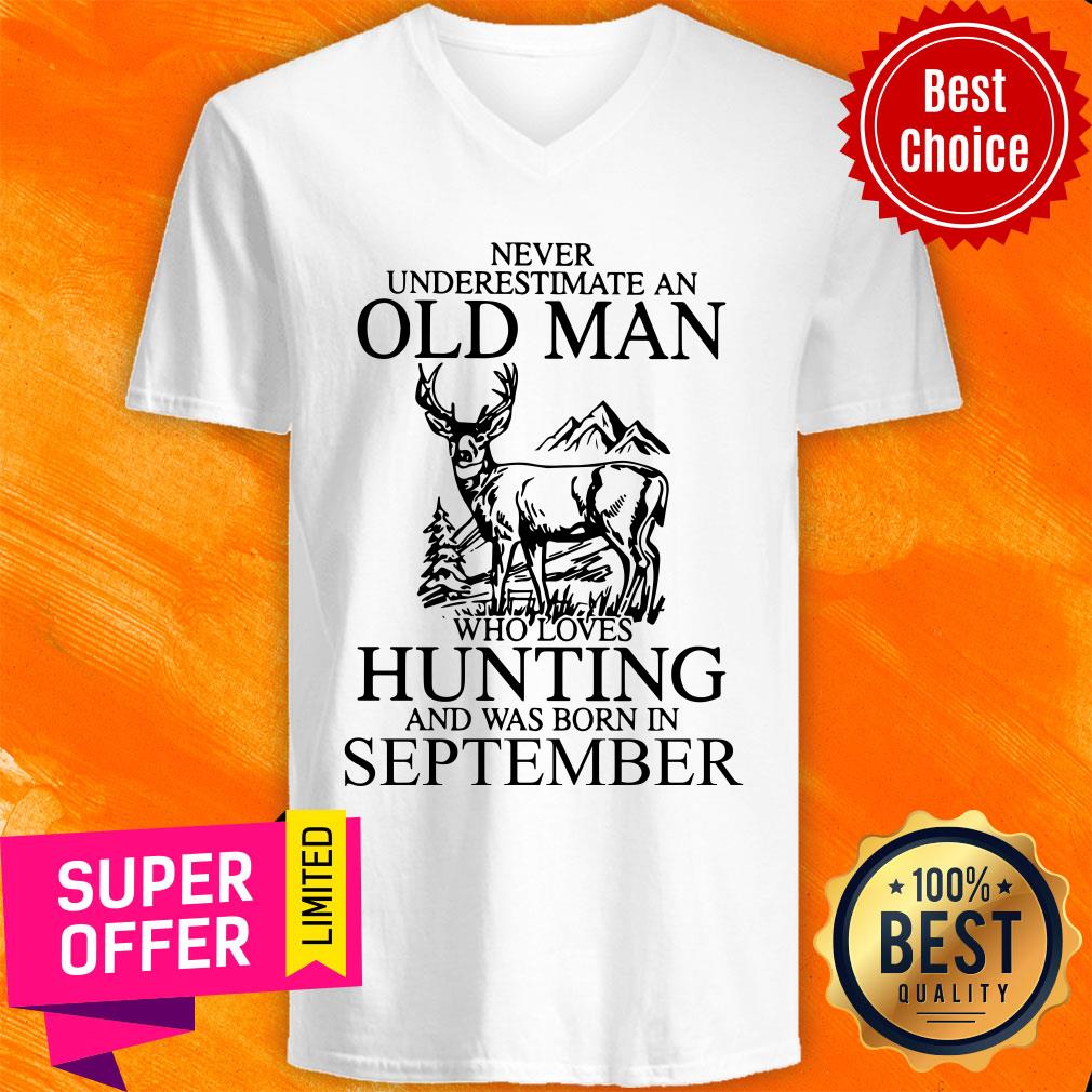 September Never Underestimate A Sep Man Loves Hunting Shirt - Image 2