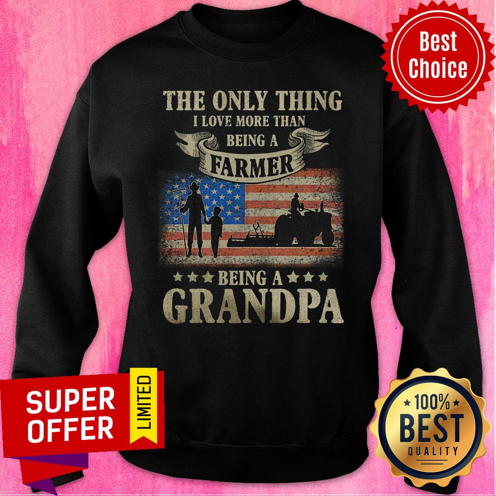 The Only Thing Being A Farmer Being A Grandpa American Flag Shirt - Image 4