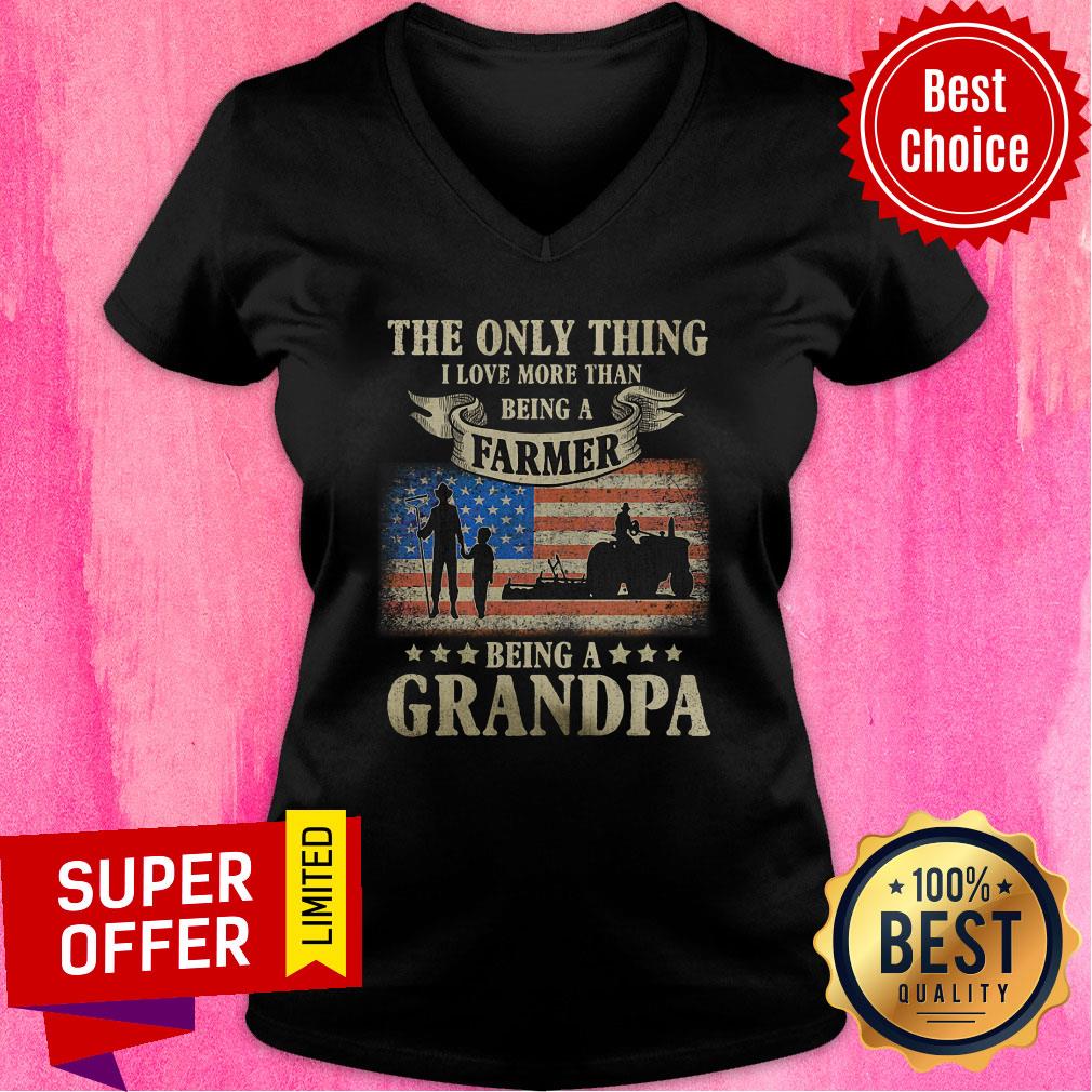 The Only Thing Being A Farmer Being A Grandpa American Flag Shirt - Image 2