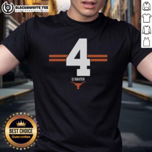 Hot Texas Longhorns Football CJ Baxter #4 Stripe T-Shirt