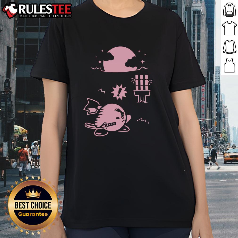 Cute Pink Ninja Kirby Samurai Gamer T-Shirt - Image 3