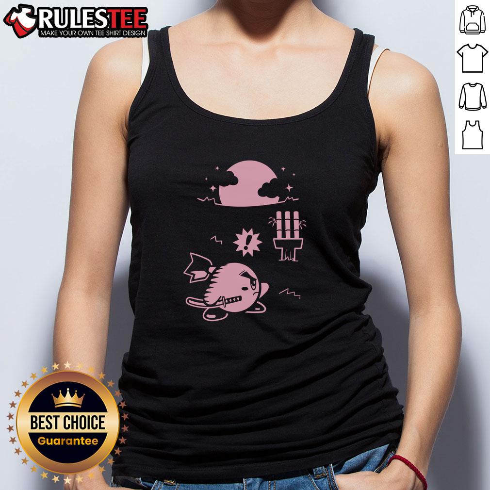 Cute Pink Ninja Kirby Samurai Gamer T-Shirt - Image 4