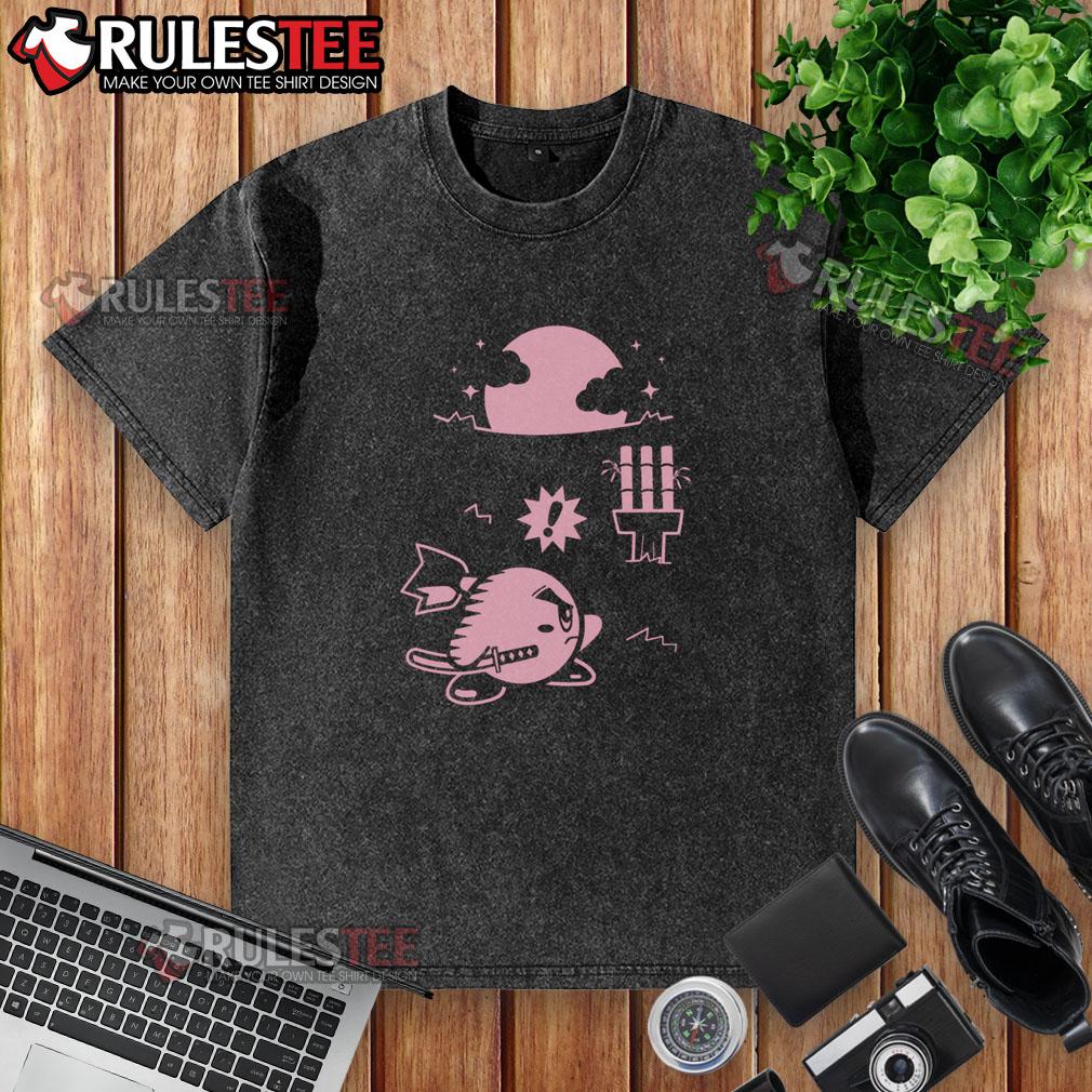 Cute Pink Ninja Kirby Samurai Gamer T-Shirt - Image 6