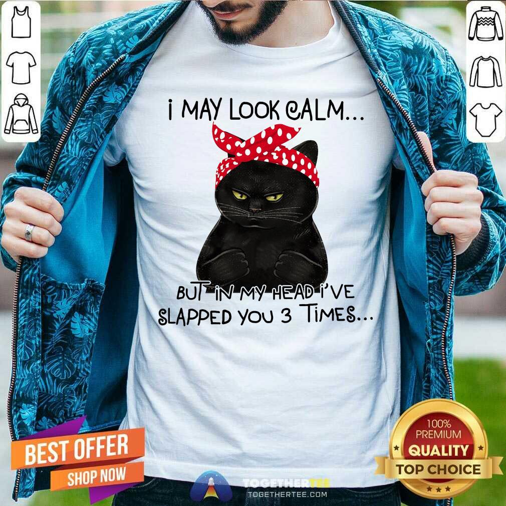 Black Cat I May Look Calm But Slapped You 3 Times Shirt