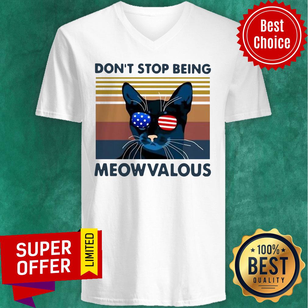 Official Cat Don’t Stop Being Meowvalous American Flag Vintage Shirt - Image 3