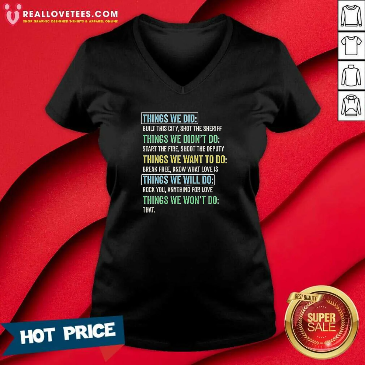 Official Things We Did Things We Won'T Do Rock Songs Shirt - Image 2
