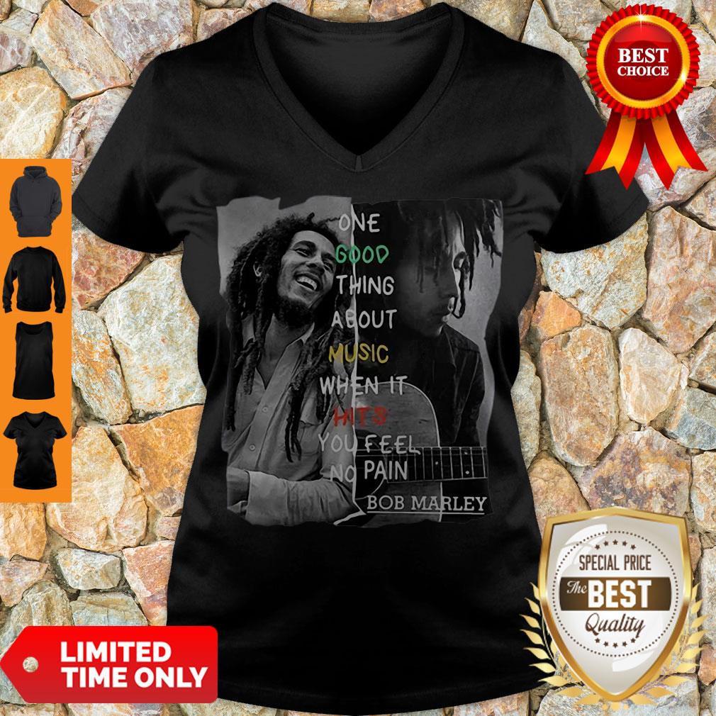 Good One Good Thing About Music When It Hit You Feel No Pain – Bob Marley Shirt - Image 5