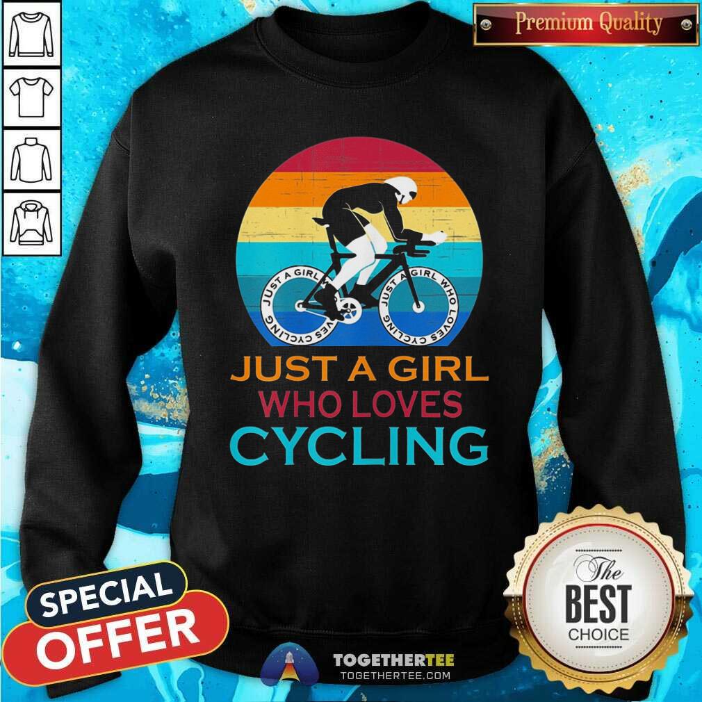 Pretty Just A Girl Who Loves Cycling Vintage Shirt - Image 2