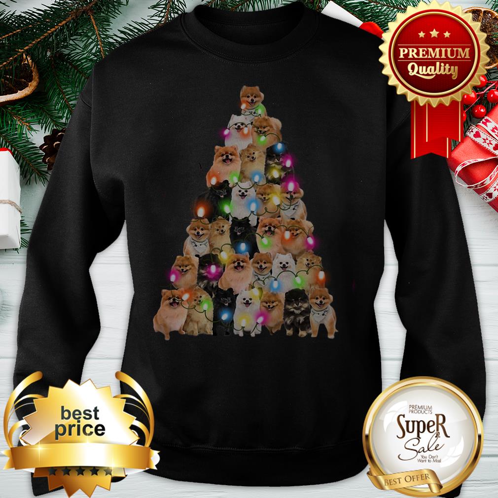 Xmas Tree Pomeranian Dog Light Christmas Shirt - Image 4