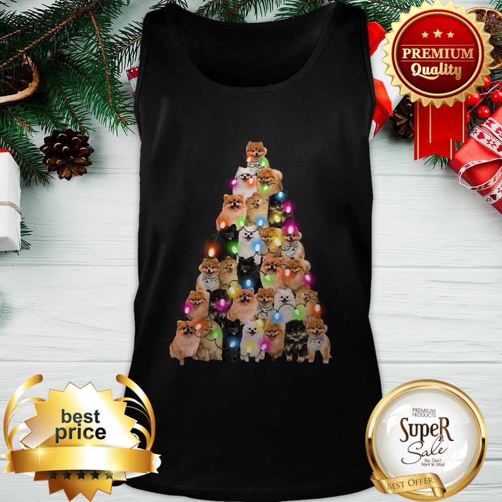 Xmas Tree Pomeranian Dog Light Christmas Shirt - Image 3