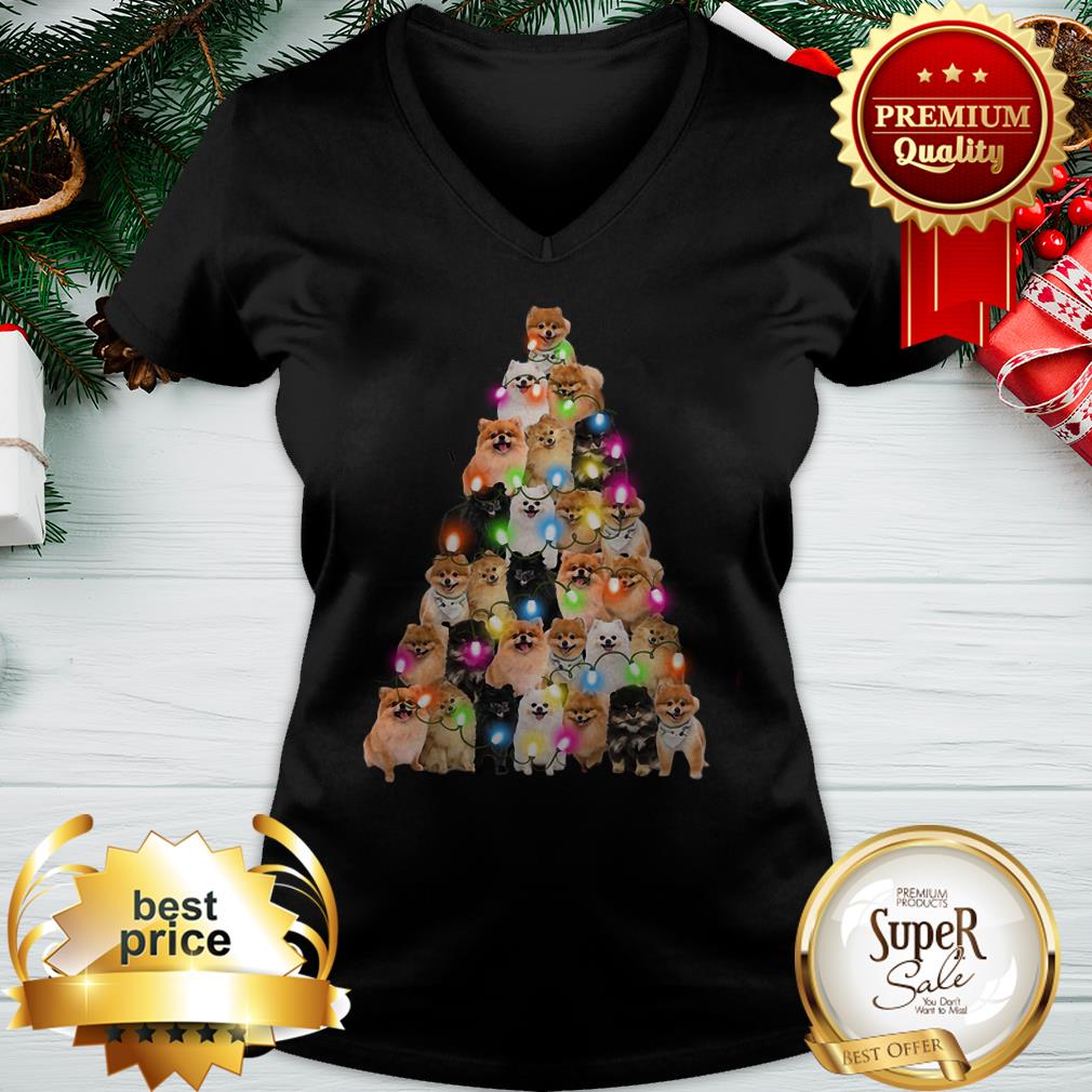 Xmas Tree Pomeranian Dog Light Christmas Shirt - Image 2