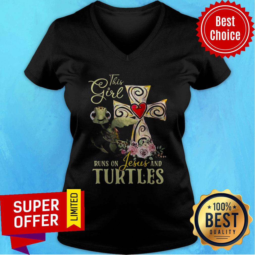 Awesome This Girl Runs On Jesus And Turtles Shirt - Image 4
