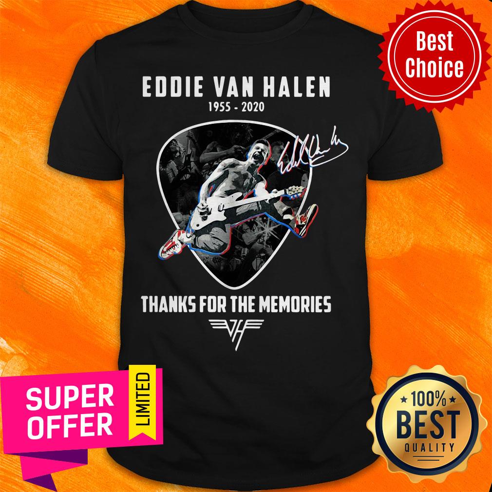 Top Eddie Van Halen Playing Guitar 1955-2020 Thanks For The Memories Signature Shirt