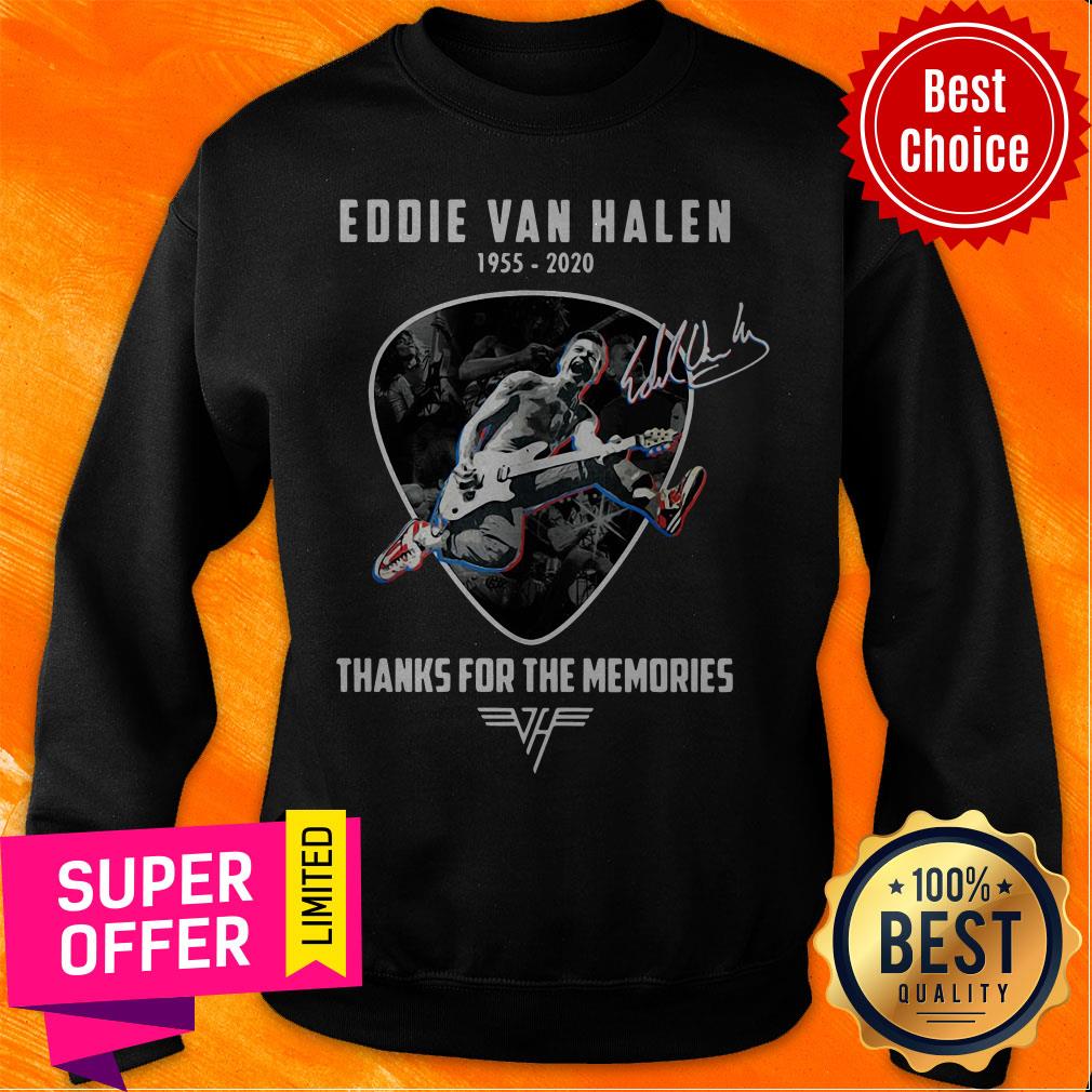 Top Eddie Van Halen Playing Guitar 1955-2020 Thanks For The Memories Signature Shirt - Image 5