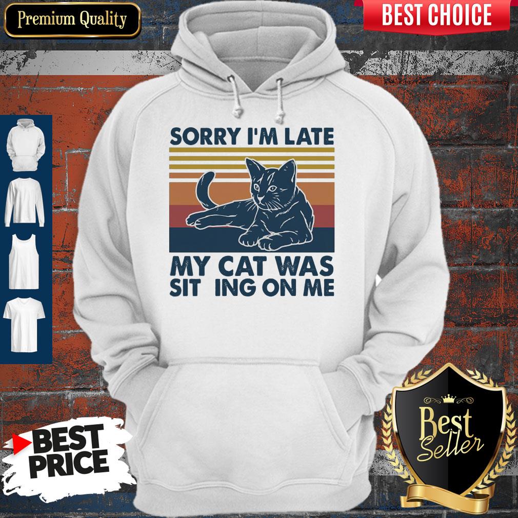 Vintage Sorry I'm Late My Cat Was Sitting On Me Vintage Shirt - Image 2