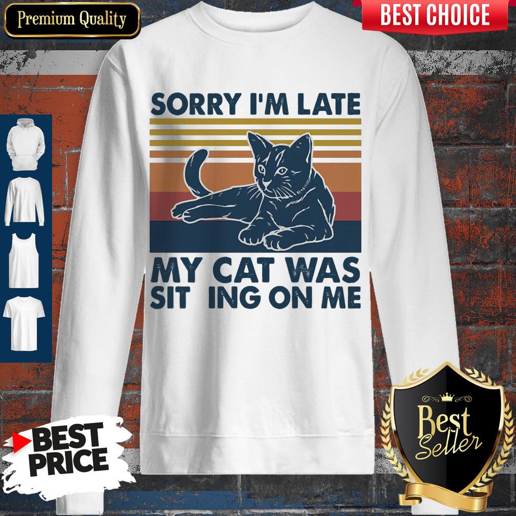 Vintage Sorry I'm Late My Cat Was Sitting On Me Vintage Shirt - Image 3