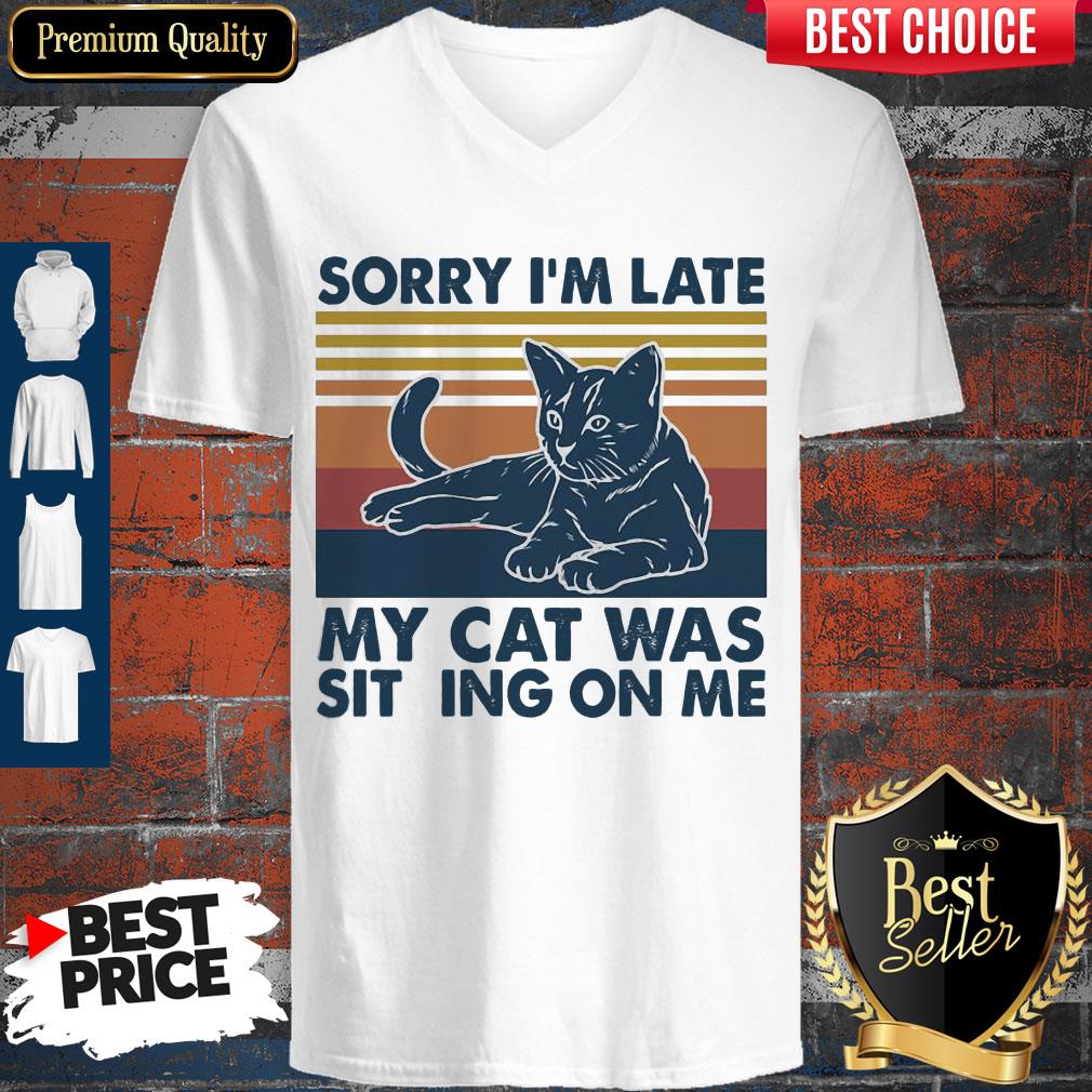 Vintage Sorry I'm Late My Cat Was Sitting On Me Vintage Shirt - Image 5
