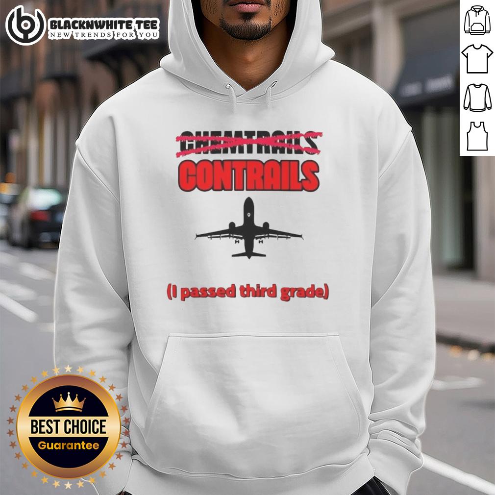 Premium Chemtrails Contrails I Passed Third Grade Airplane Silhouette T-Shirt - Image 2