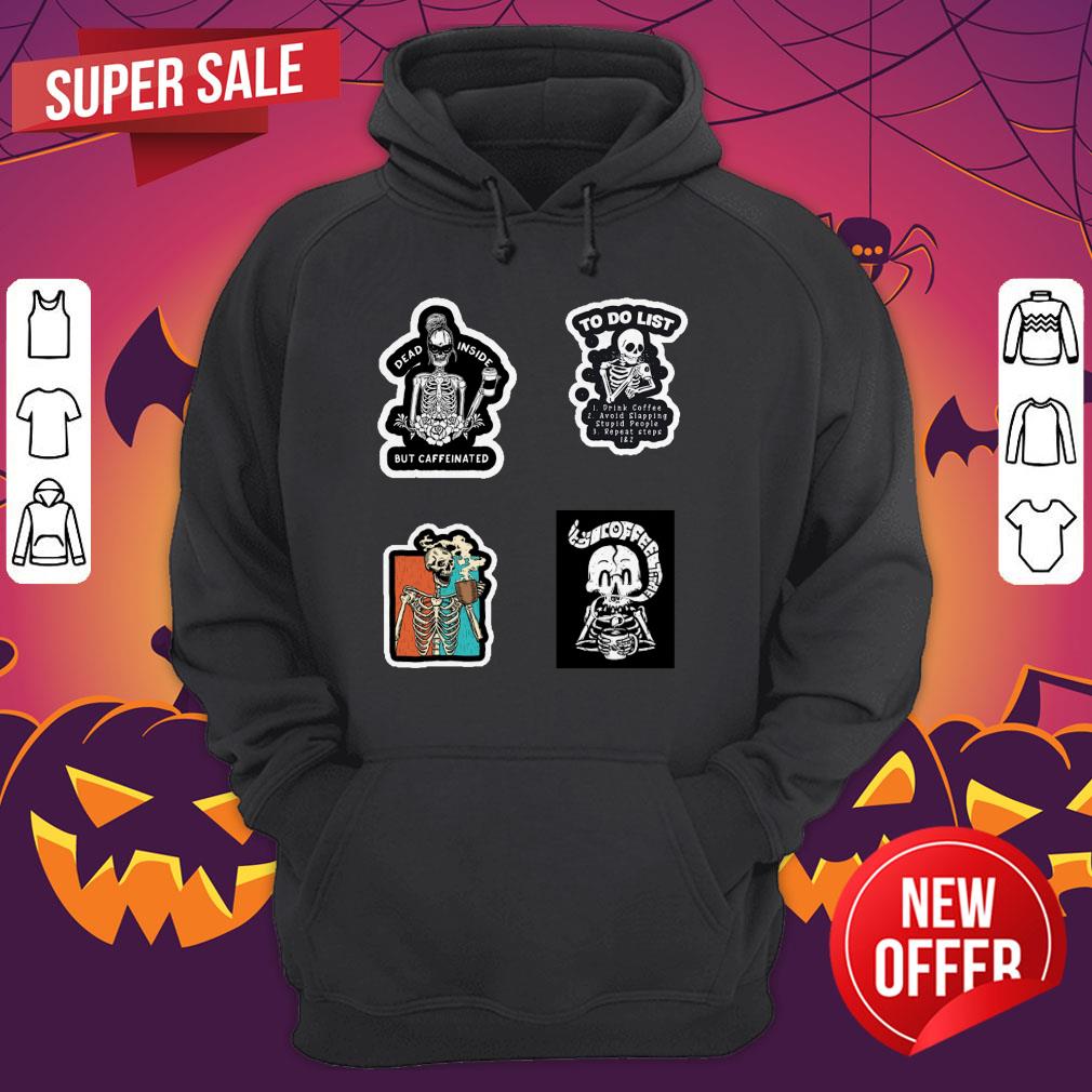 Skeleton Drinking Coffee Dia De Los Muertos Day Dead Shirt - Image 3