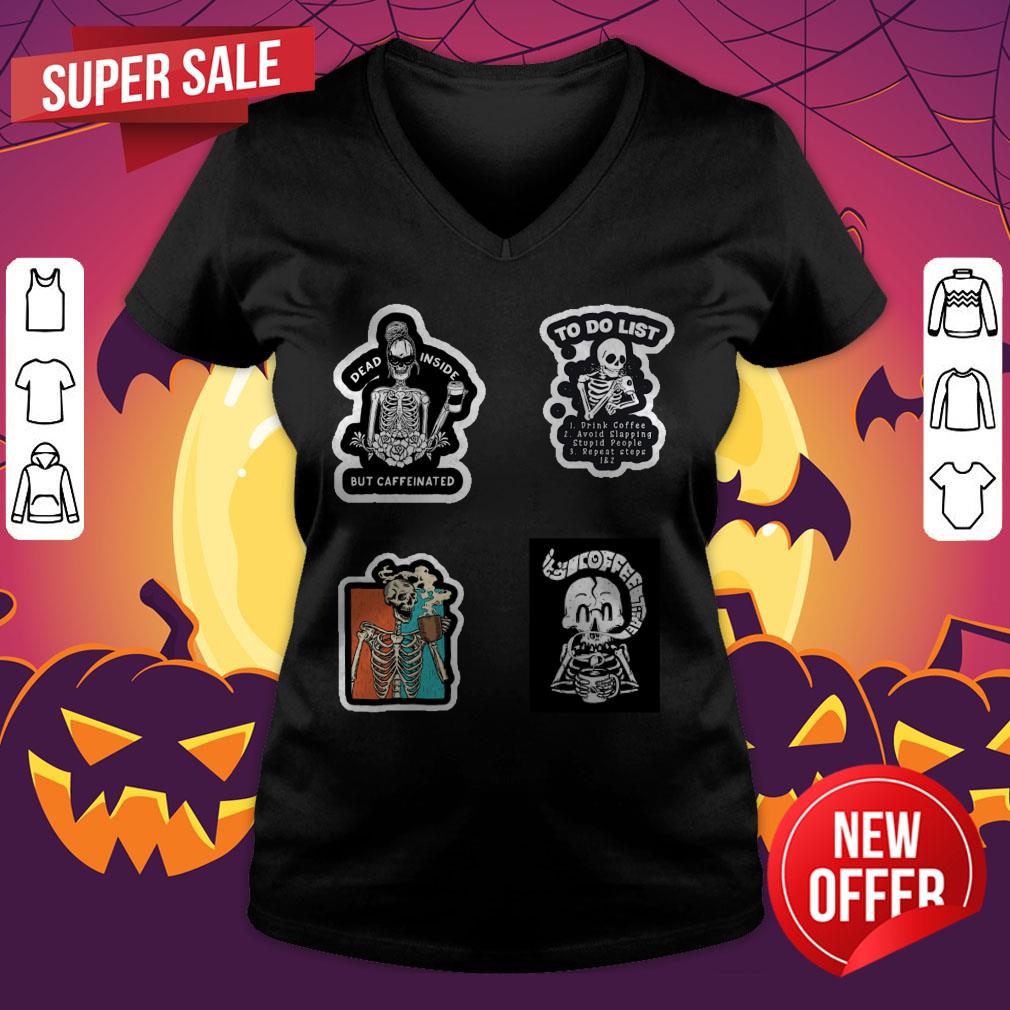 Skeleton Drinking Coffee Dia De Los Muertos Day Dead Shirt - Image 4