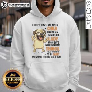 Alternative view of Top Pug With Glasses Inner Old Lady Says Inappropriate Things T-Shirt