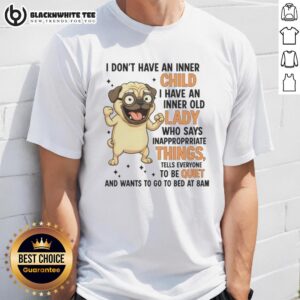 Top Pug With Glasses Inner Old Lady Says Inappropriate Things T-Shirt