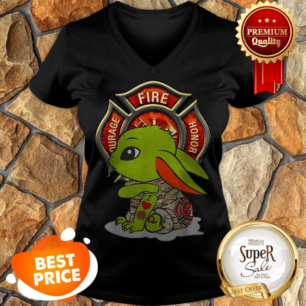 Nice Baby Yoda I love Fire Department Shirt - Image 2
