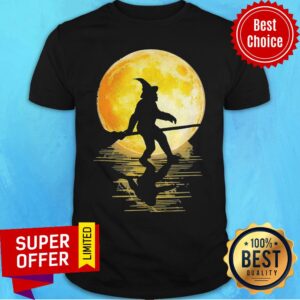Premium Witch Bigfoot Haloween Moon Shirt