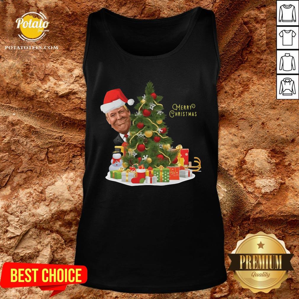 Nice Donald Trump Santa Merry Christmas Tree Shirt - Image 3