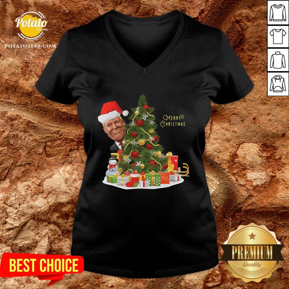 Nice Donald Trump Santa Merry Christmas Tree Shirt - Image 2