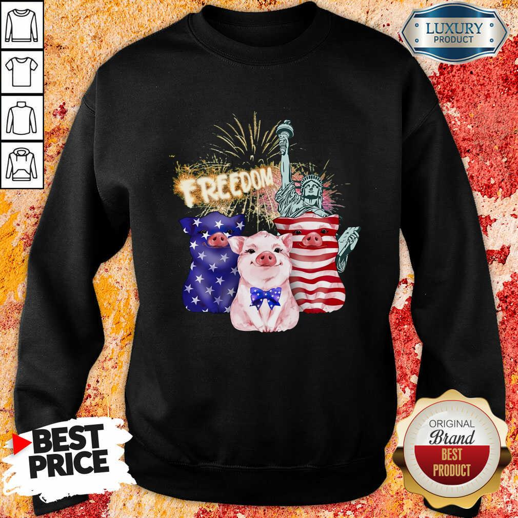 Freedom Pig Statue Of Liberty USA Flag Shirt - Image 3