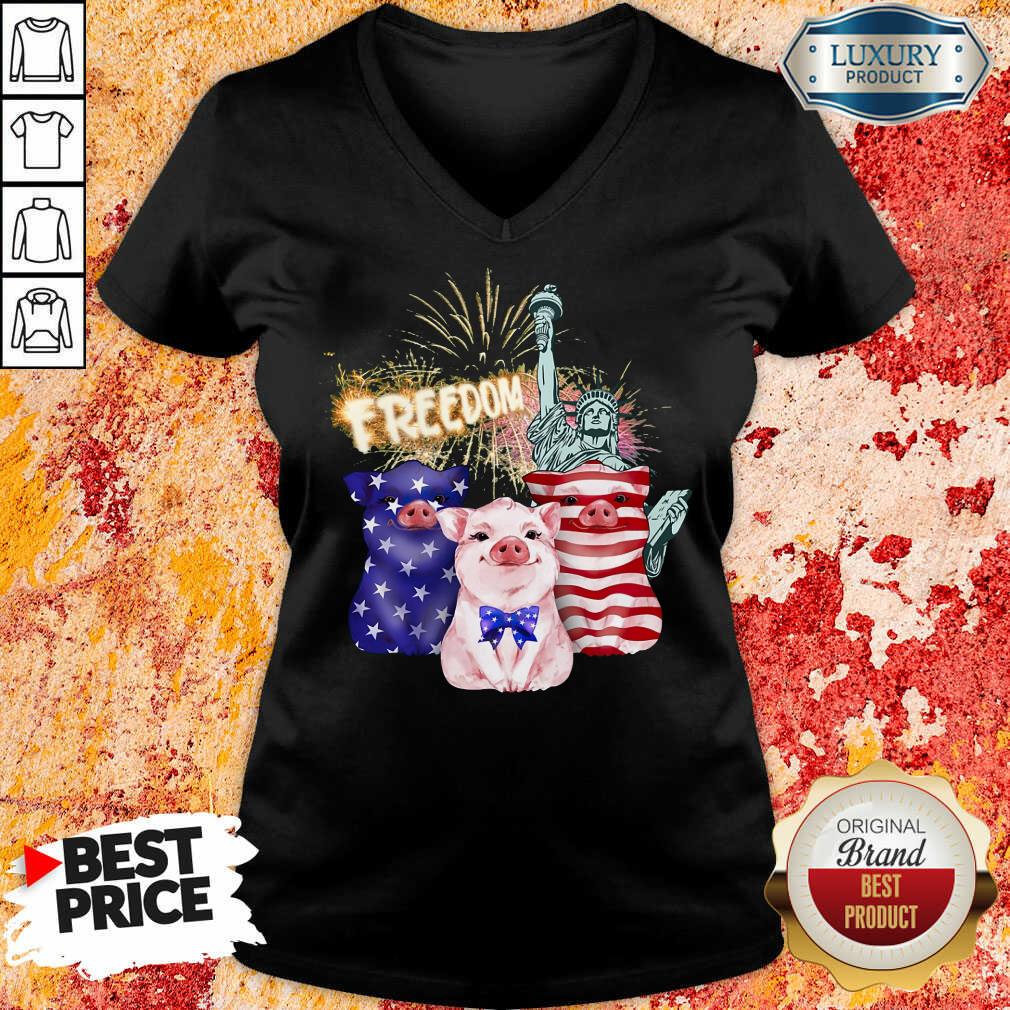 Freedom Pig Statue Of Liberty USA Flag Shirt - Image 5
