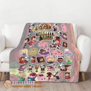 Alternative view of Awesome Gravity Falls Dipper Mabel & Waddles Sticker Collage Blanket Fleece Customized Blanket