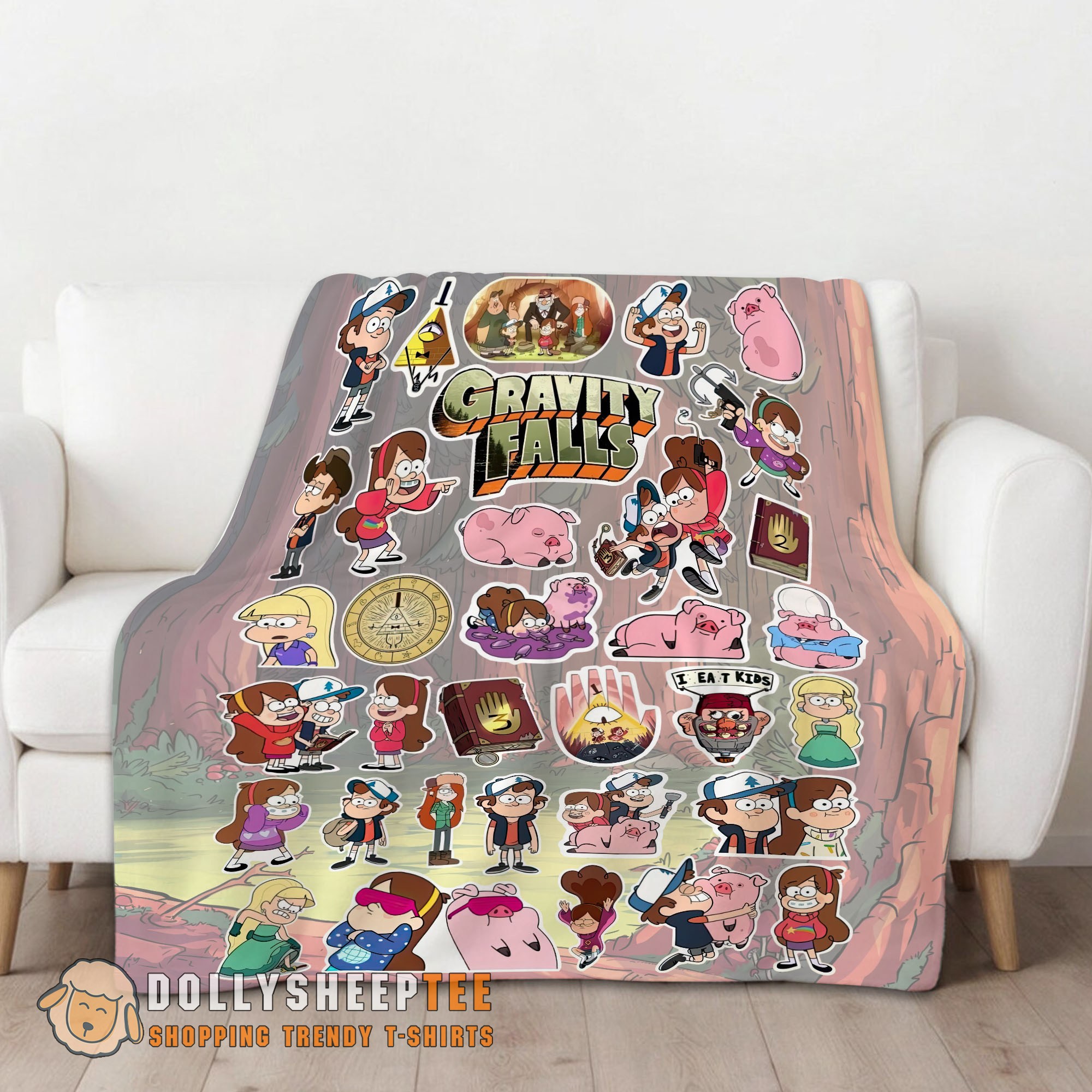 Awesome Gravity Falls Dipper Mabel & Waddles Sticker Collage Blanket Fleece Customized Blanket - Image 2